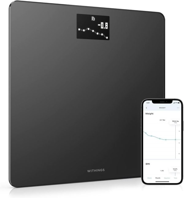 Withings Body - Digital Wi-Fi Smart Scale with Automatic Smartphone App Sync, BMI, Multi-User Friendly, with Pregnancy Tracker & Baby Mode