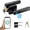 Smart Door Knob with Touch Buttons, Bluetooth Keyless Entry, Fingerprint Door Lock for Bedroom - App, Card, Password, Key, and Fingerprint Unlock - Ideal for Home, Room, Apartment and Offices