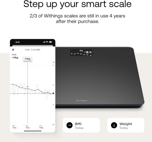 Withings Body - Digital Wi-Fi Smart Scale with Automatic Smartphone App Sync, BMI, Multi-User Friendly, with Pregnancy Tracker & Baby Mode - Image 2