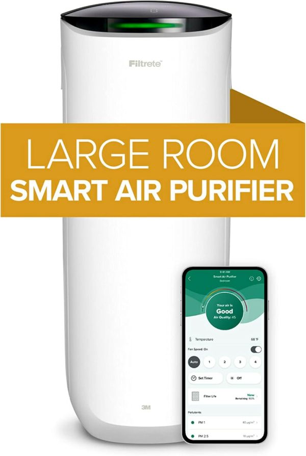 Filtrete Smart Air Purifier & Air Quality Monitor for Large Rooms, up to 310 sqft, Alexa enabled, Wi-Fi Simple Setup, True HEPA Filter for Allergens, Dust, Bacteria, & Viruses, Alexa smart reorders - Image 2