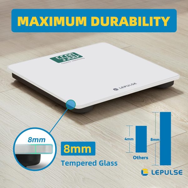 Smart Scale for Body Weight and Fat - LEPULSE Weight Scale with Large 7 in 1 Display, 550 lb Digital Bathroom Smart Scales BMI Weights Scale 13 inch Platform - Image 2