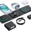 Wireless Charger for iPhone - 3 in 1 Charging Station for Apple Multiple Devices, Foldable Magnetic Mag-Safe Travel Charging Pad for iPhone 15 14 13 12 Pro Max Plus iwatch Watch & Airpods