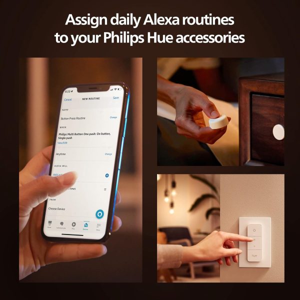 Philips Hue Smart Light Starter Kit - Includes (1) Bridge, (1) Dimmer Switch and (2) 60W A19 LED Bulb, White and Color Ambiance Color-Changing Light, 800LM, E26 - Control with App or Voice Assistant - Image 2