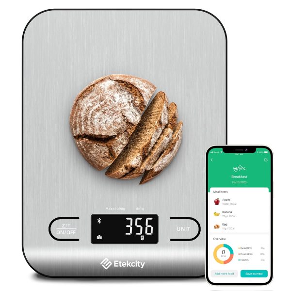 Etekcity Food Nutrition Kitchen Scale, Digital Grams and Ounces for Weight Loss, Baking, Cooking, Keto and Meal Prep, Large, 304 Stainless Steel