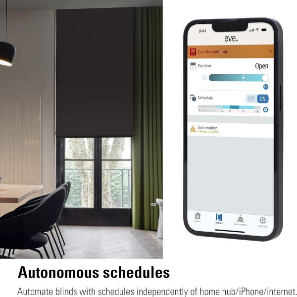 Eve MotionBlinds Upgrade Kit for Roller Blinds– Motor to Upgrade existing Indoor Blinds (Apple HomeKit), schedules, no Bridge, Bluetooth/Thread - Image 3