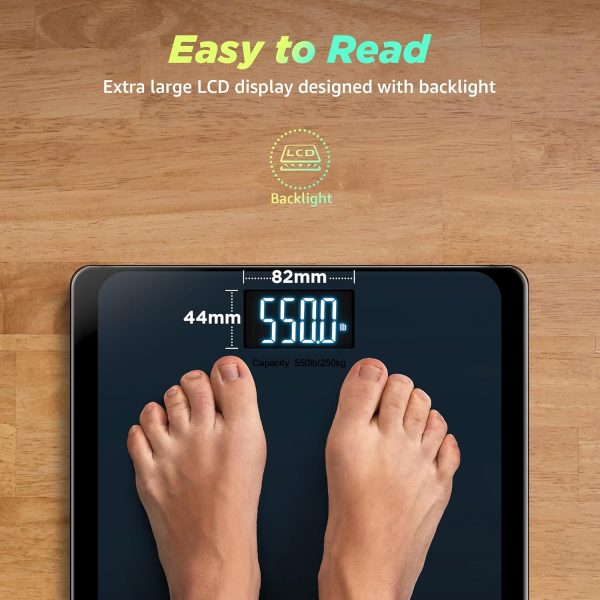 RunSTAR 550lb Bathroom Digital Scale for Body Weight with Ultra-Wide Platform and Large LCD Display, Accurate High Precision Scale with Extra-High Capacity - Image 2