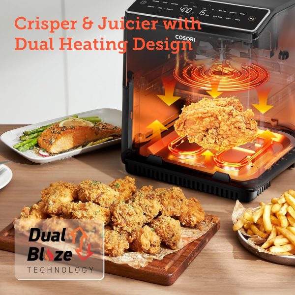 COSORI 6.8Qt Air Fryer, 12-in-1 Dual Blaze for 360° Crispy Meals, No Shaking & Preheating to Fast Cooking with Bake, Roast, Broil, 100+In-App Recipes, Dishwasher Safe - Image 2